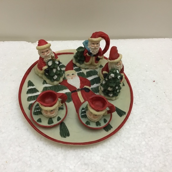 Vintage Small Handmade Santa Tea Set for Christmas Decorating Holiday Home Kitch - Picture 3 of 4